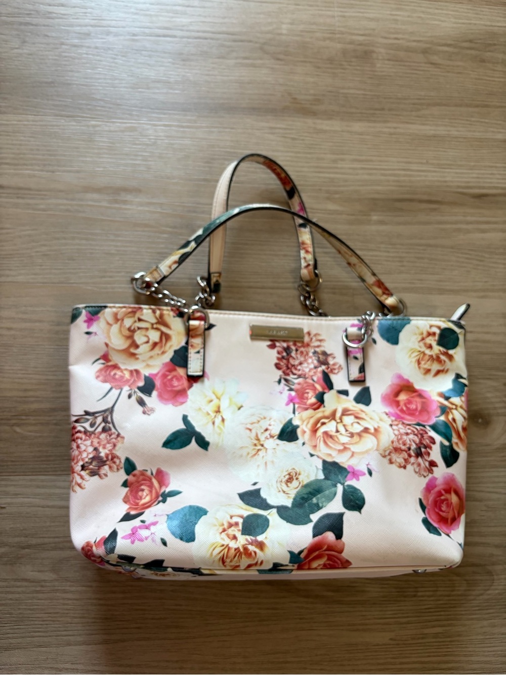 Nine West Floral Print Women’s Tote Bag in Cream and Pink